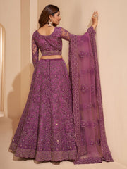 Purple Net Wedding Lehenga Choli - Inddus.com