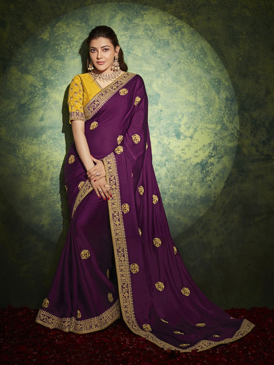 Purple Silk Traditional Saree - Inddus.com