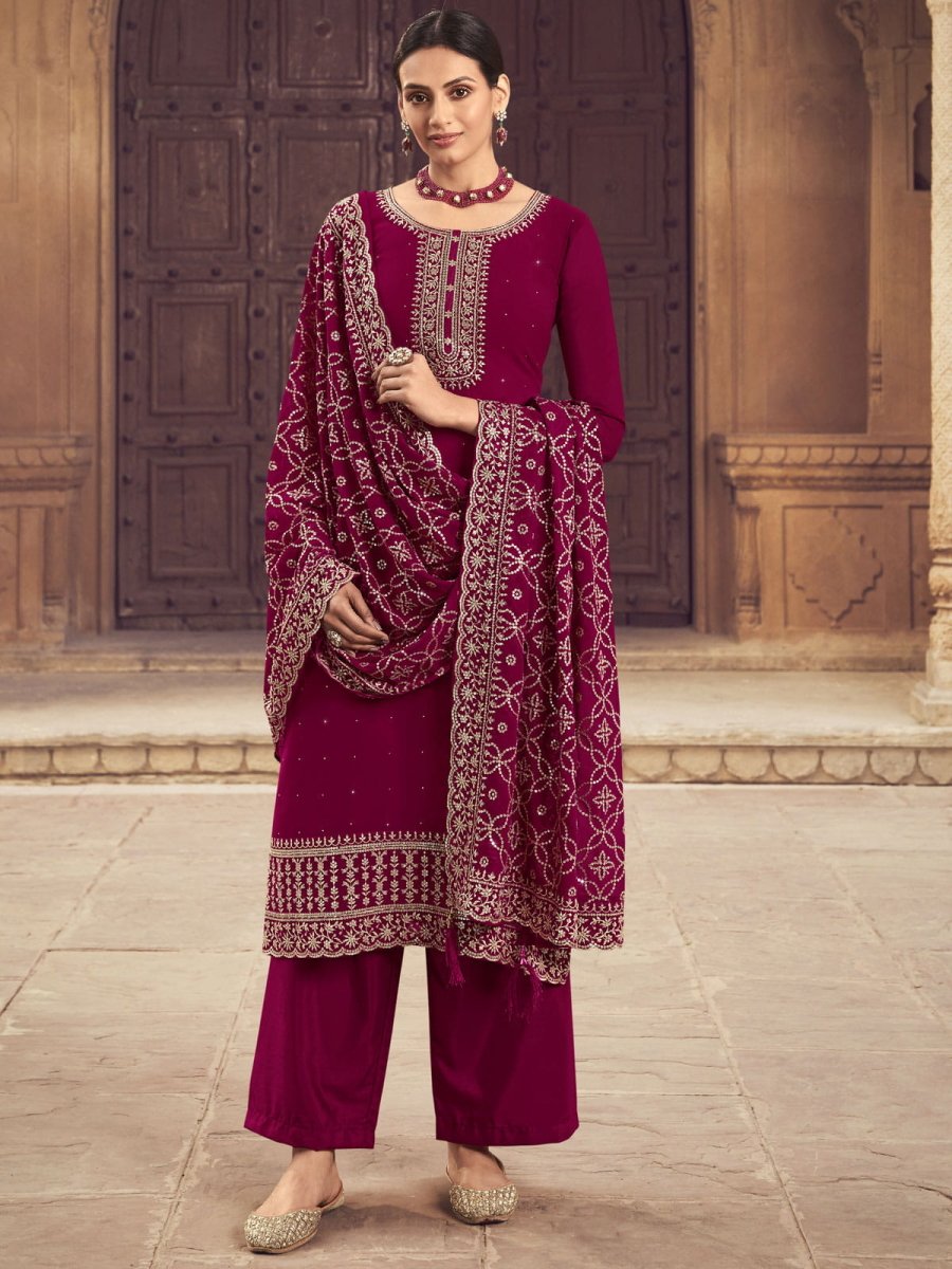 Rani Embroidered Partywear Palazzo Suit - Inddus.com