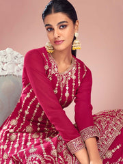 Rani Embroidered Partywear Sharara Style Suit - Inddus.com