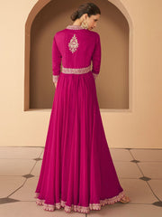 Rani Georgette Partywear High-Slit-Style-Suit with Pant - Inddus.com