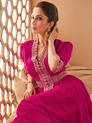 Rani Georgette Partywear High-Slit-Style-Suit with Pant - Inddus.com