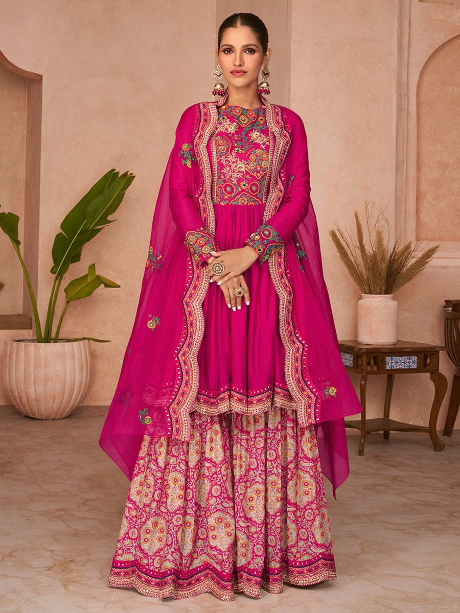 Rani Georgette Partywear Sharara-Style-Suit - Inddus.com
