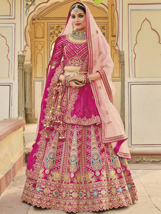 Rani Velvet Embroidered Lehenga Choli - Inddus.com