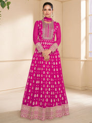 Rani Viscose Silk & Georgette Partywear Gown - Inddus.com