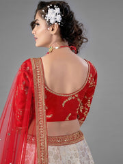 Red Art Silk Partywear Lehenga Choli - inddus-us