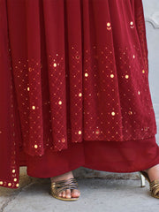 Red Georgette Partywear Anarkali Suit - Inddus.com