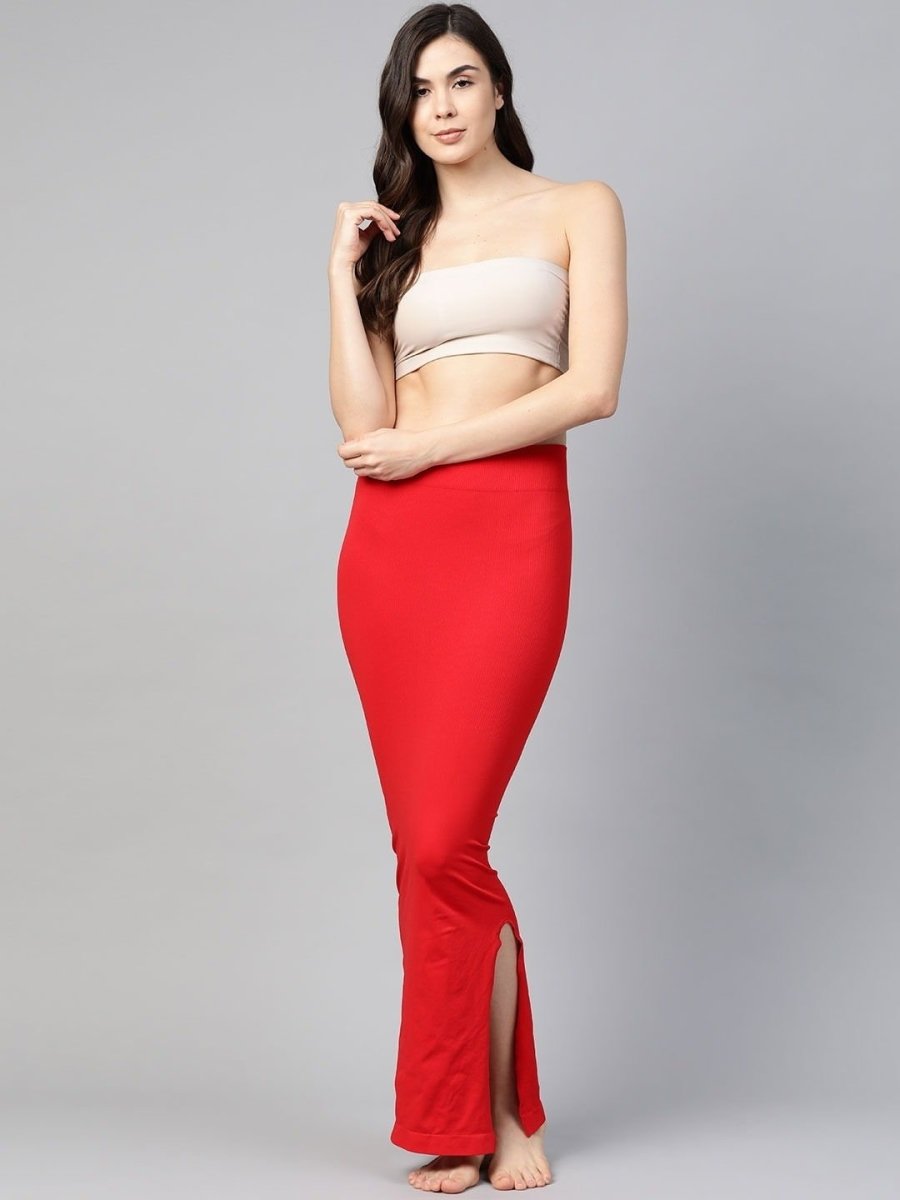Red Knitted Saree Shapewear - inddus-us