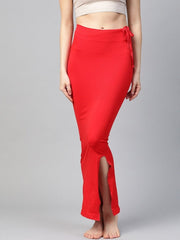 Red Knitted Saree Shapewear with Drawstring - inddus-us