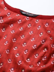 Red Patola Print Semi stitched Lehenga with Blouse and Dupatta - inddus-us