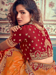 Red Silk Partywear Lehenga Choli - Inddus.com