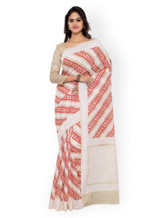 Red & White Banarasi Art Silk & Net Traditional Saree - inddus-us
