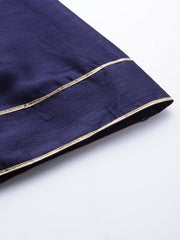 Royal Blue Embroidered Kurta with Sharara and Net Dupatta - Inddus.com
