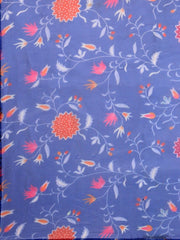 Royal Blue Floral Organza Digital Print Saree - Inddus.com