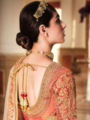 Rust Silk Wedding Lehenga Choli - Inddus.com