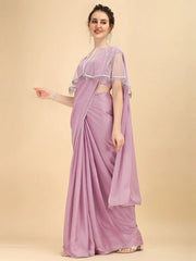 Sangria Purple Silk Blend Saree - Inddus.com