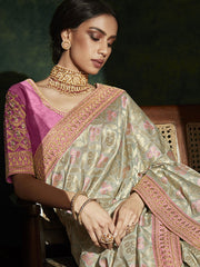 Sea Green Silk Traditional Saree - Inddus.com