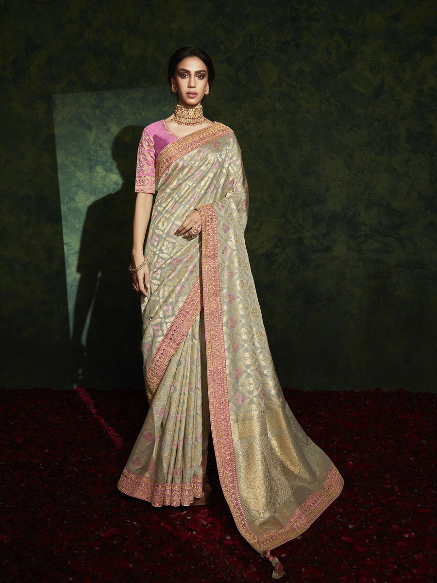 Sea Green Silk Traditional Saree - Inddus.com