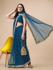 Sequinned Embroidered Net Saree