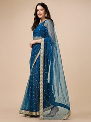 Sequinned Embroidered Net Saree