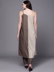 Shoulder Straps Colourblocked A-Line Kurta with Trousers - Inddus.com