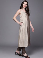 Shoulder Straps Colourblocked A-Line Kurta with Trousers - Inddus.com
