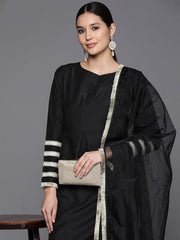 Solid Lace Detailing Kurta with Trouser and Dupatta - Inddus.com