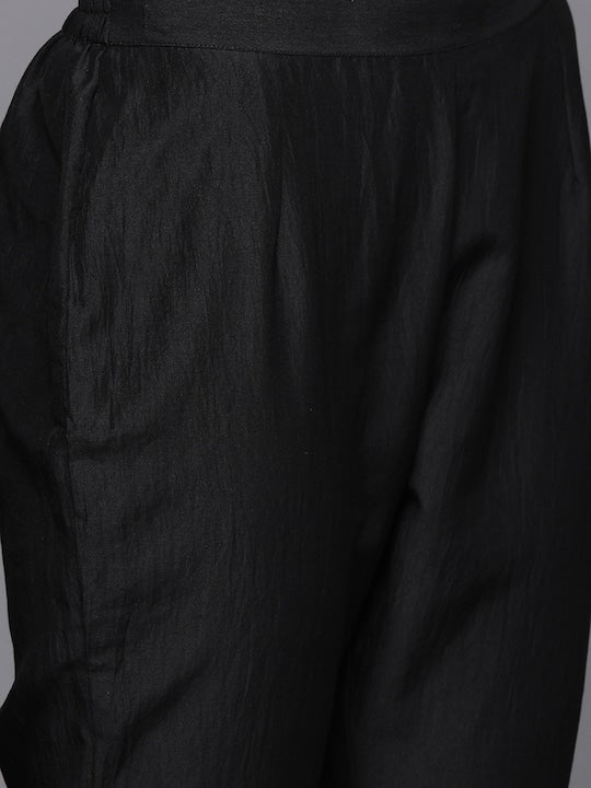 Solid Lace Detailing Kurta with Trouser and Dupatta - Inddus.com