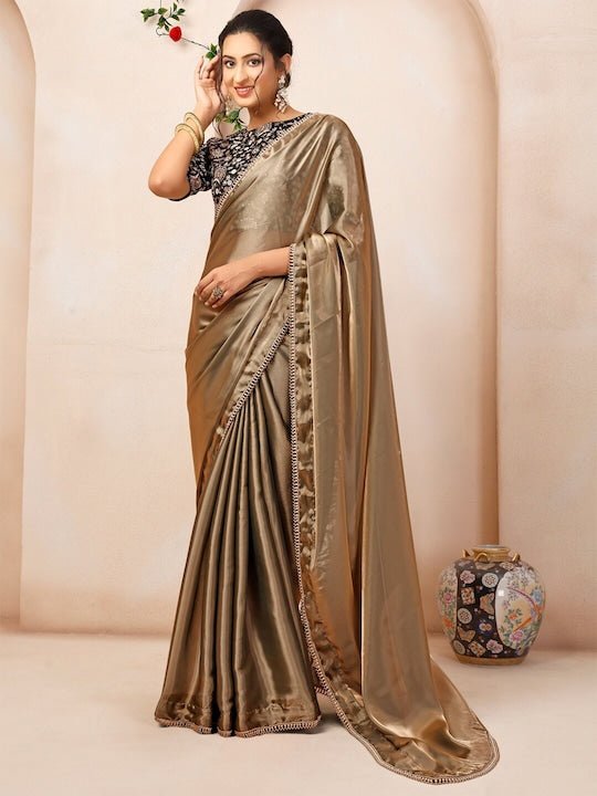 Solid Organza Saree With Blouse Piece