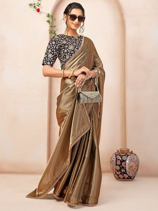 Solid Organza Saree With Blouse Piece