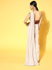 Solid Saree with Embellished border - Inddus.com