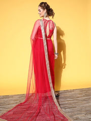 Solid Saree with Embroidered border - Inddus.com