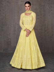 Superior Yellow Partywear Anarkali-Suit - Inddus.com