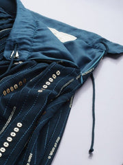 Teal & Gold-Toned Embroidered Semi-Stitched Lehenga & Unstitched Blouse With Dupatta - Inddus.com