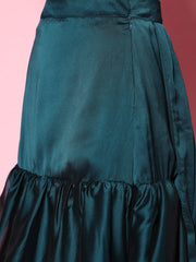 Teal Lehenga Saree with Blouse Piece - Inddus.com