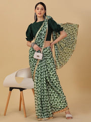 Tie & Dye Dyed Chiffon Saree - Inddus.com