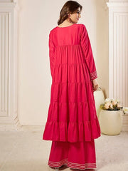 Tiered Gotta Patti Kurta with Sharara - Inddus.com