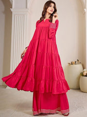 Tiered Gotta Patti Kurta with Sharara - Inddus.com