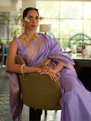 Violet Handloom Silk Traditional Saree - Inddus.com