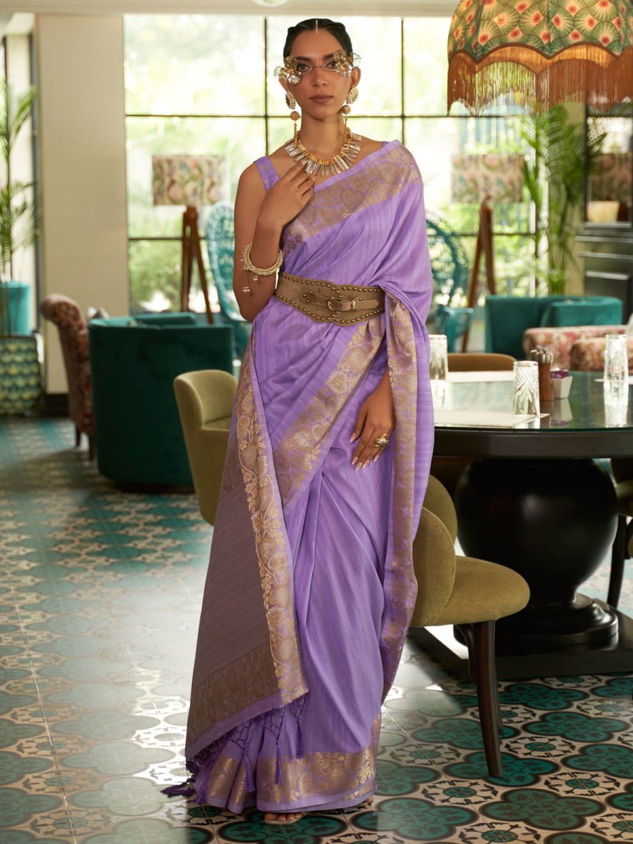 Violet Handloom Silk Traditional Saree - Inddus.com