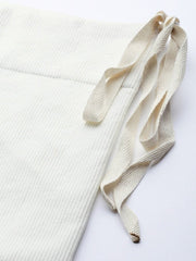 White Knitted Saree Shapewear with Drawstring - inddus-us