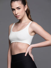 WHITE NON WIRED NON PADDED SPORT BRA - Inddus.com
