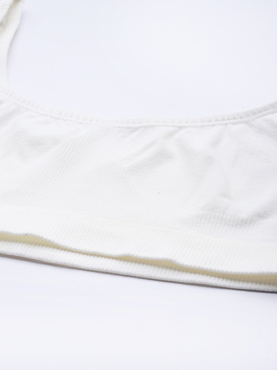 WHITE NON WIRED NON PADDED SPORT BRA - Inddus.com