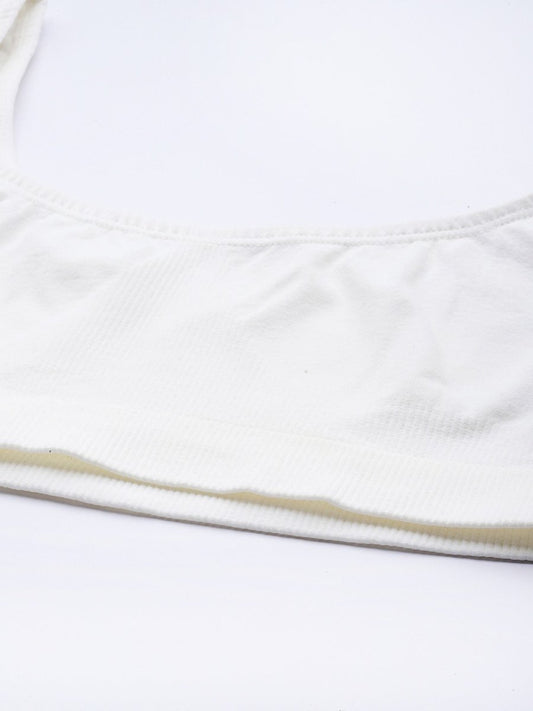 WHITE NON WIRED NON PADDED SPORT BRA - Inddus.com
