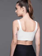 WHITE NON WIRED NON PADDED SPORT BRA - Inddus.com
