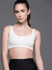 WHITE NON WIRED NON PADDED SPORT BRA - Inddus.com