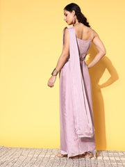 Women Attractive Lavender Solid Draped Luxe Dress - Inddus.com