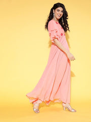 Women Beautiful Pink Floral Gowns for Days - Inddus.com