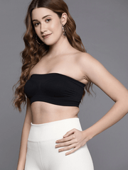 WOMEN BLACK BANDEAU SPORT BRA - Inddus.com