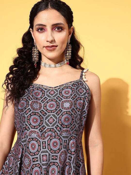 Classic Black Ethnic Motifs All in the Details Dress